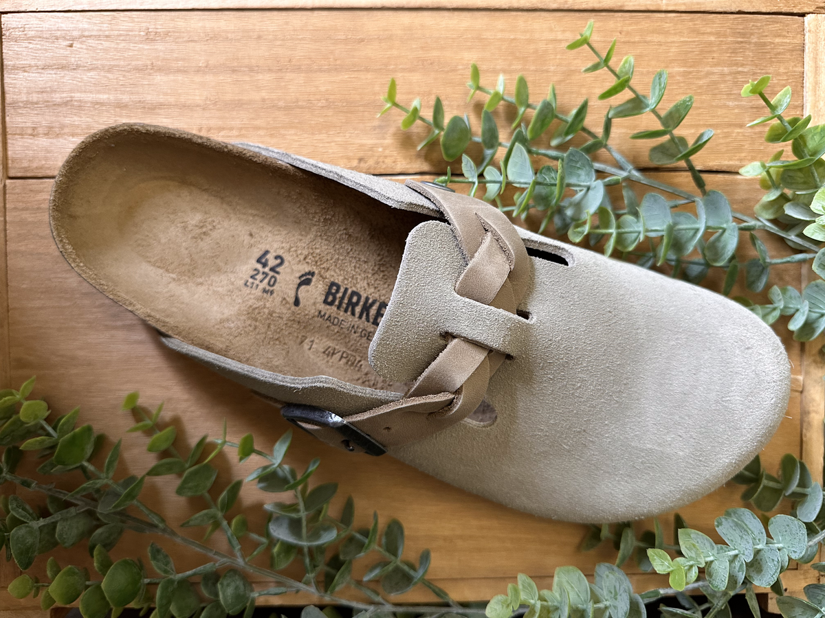 Birkenstock Boston Suede Braided Clog - Taupe (Medium/Narrow)