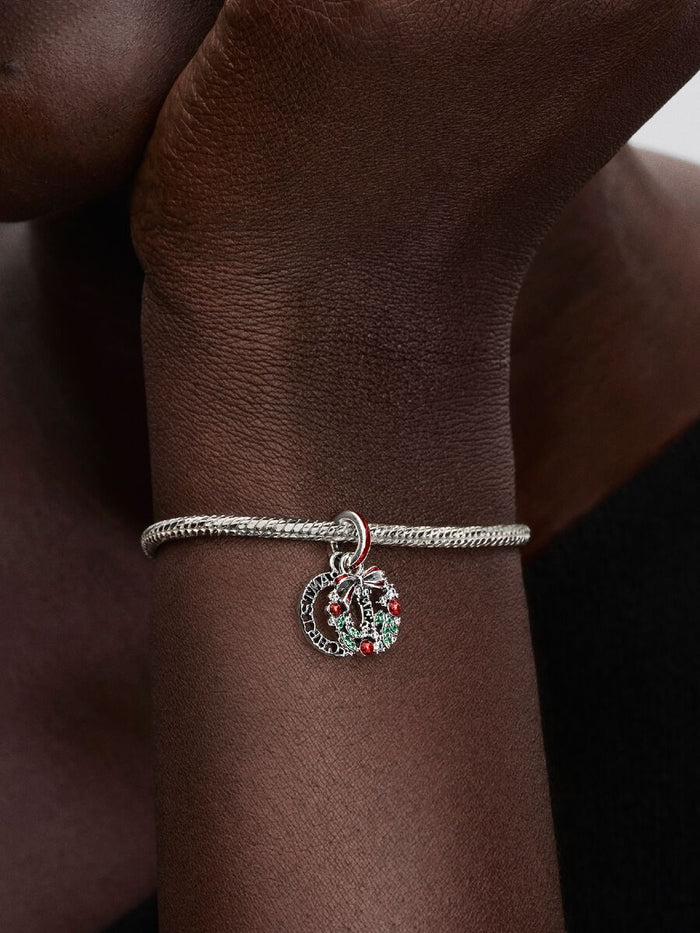 Holiday Wreath Double Dangle Charm