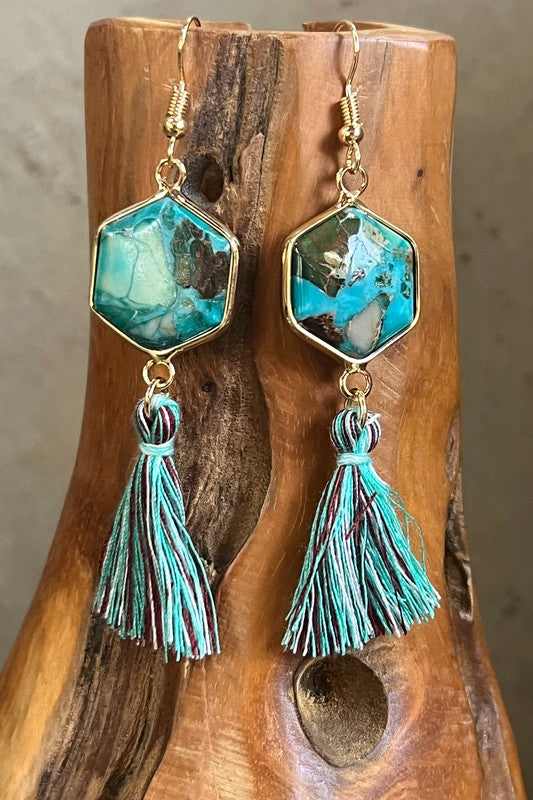 Natural Stone Fringe Earrings