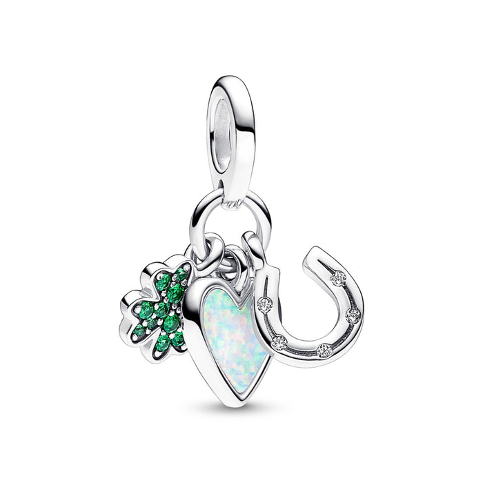 Clover, heart and horseshoe sterling silver