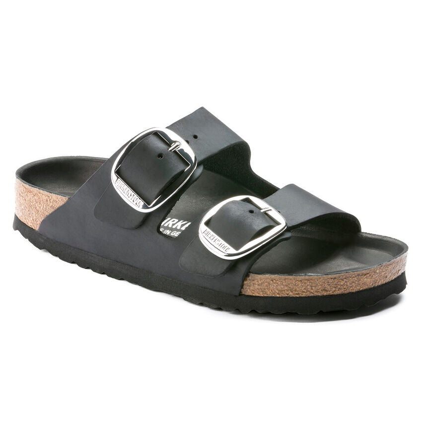 Birkenstock Arizona Big Buckle Oiled Leather Sandals - Black (Regular/Wide)