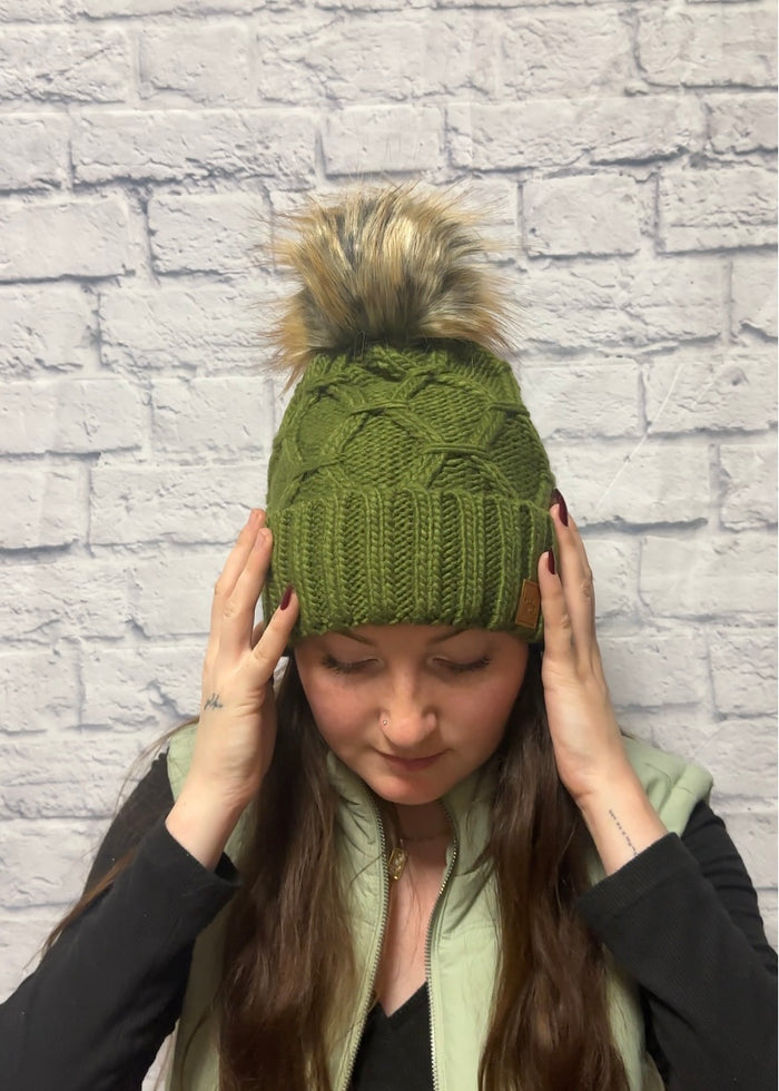 Lena Diamond Knit Pom Hat