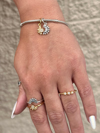 Celestial moon sterling silver ring