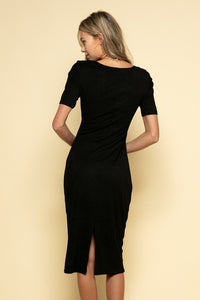 Melrose Tie Waist Midi Dress - Black