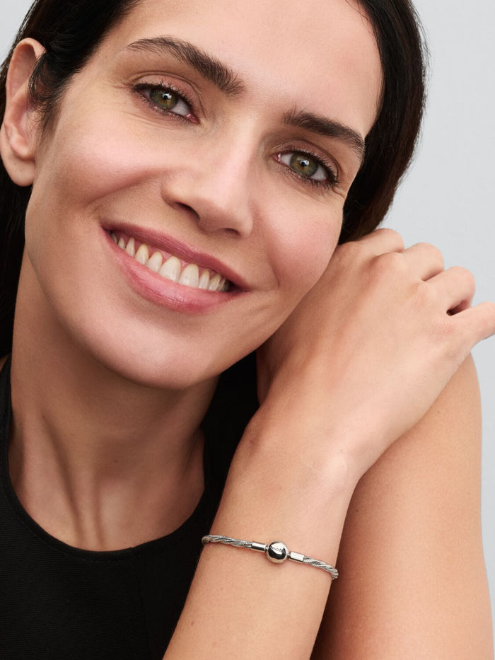 Twisted snake chain sterling silver bracelet