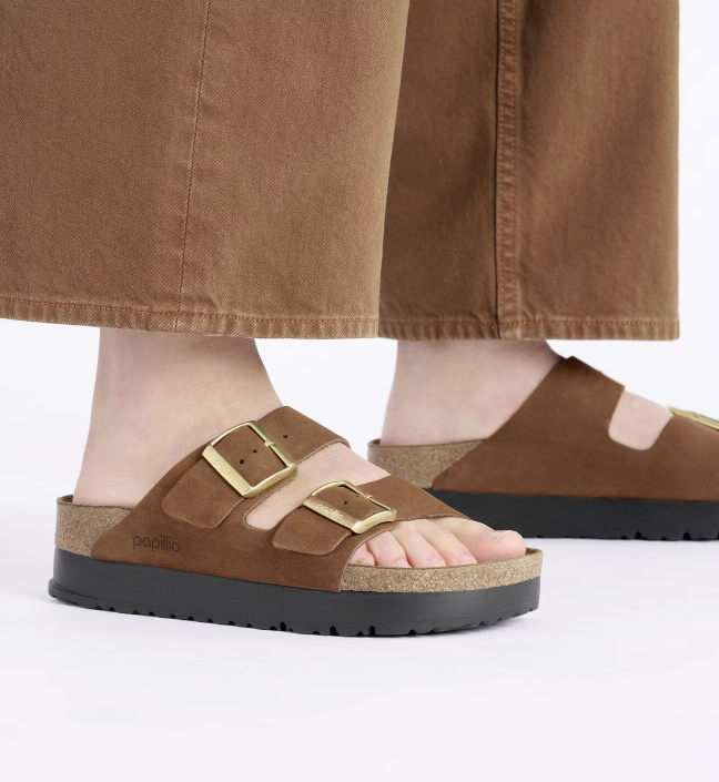 Birkenstock Arizona Flex Leather Platform Sandals - Dark Tea