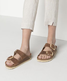 Birkenstock Arizona Big Buckle Oiled Leather Sandals - Cognac (Regular/Wide)