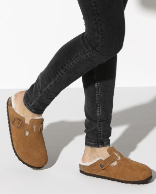 Birkenstock Boston Shearling Suede Clogs - Mink (Regular/Wide)