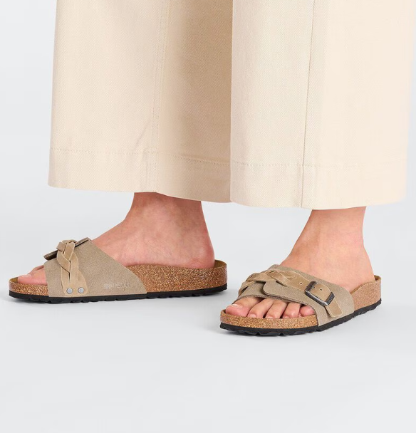 Birkenstock Oita Braided Suede Sandals - Taupe (Medium/Narrow)