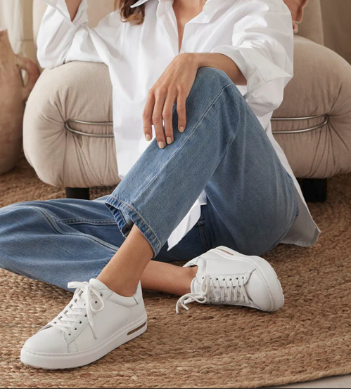Birkenstock Bend Low Leather Sneakers - White (Medium/Narrow  display picture 1