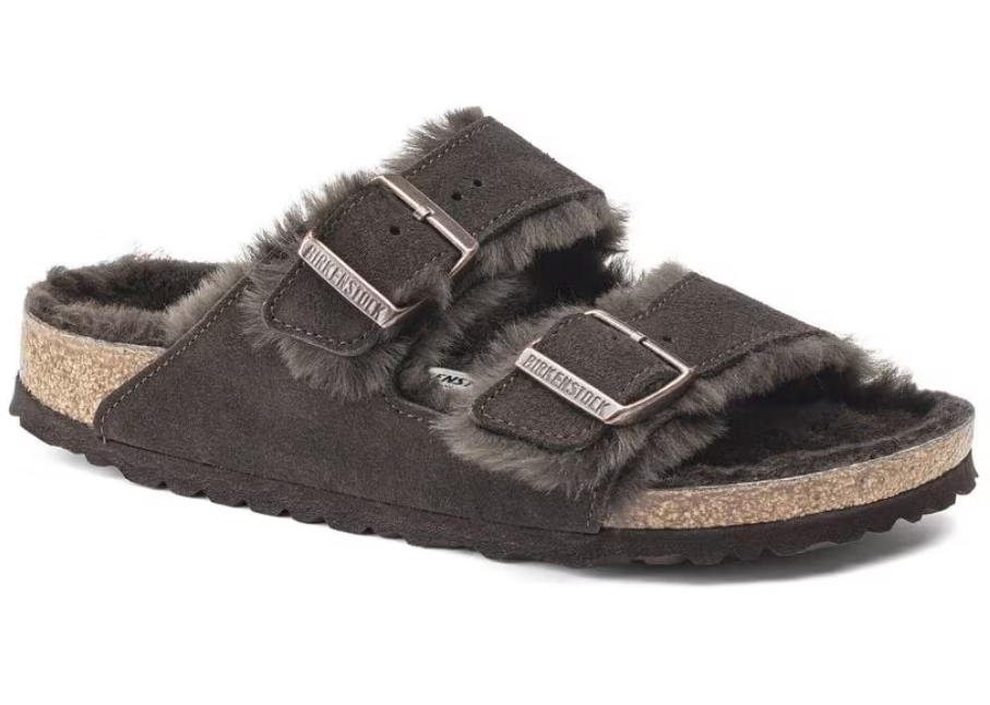 Birkenstock Arizona Shearling Suede Leather Sandals - Mocha (Regular/Wide)