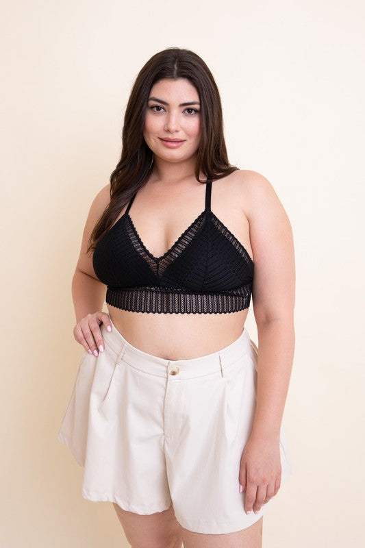 Clara Lace Racerback Bralette - Black
