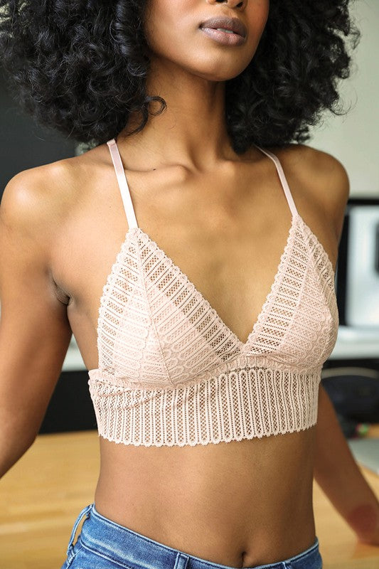 Clara Lace Racerback Bralette - Blush