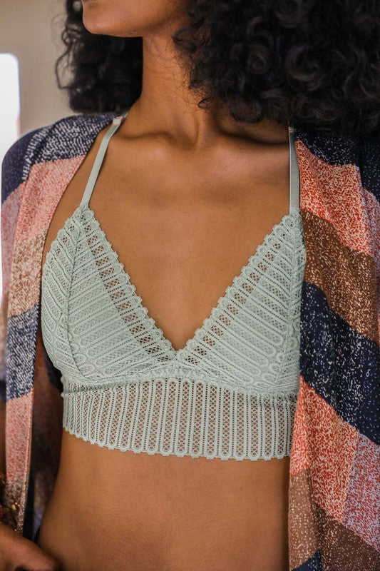 Clara Lace Racerback Bralette - Sage