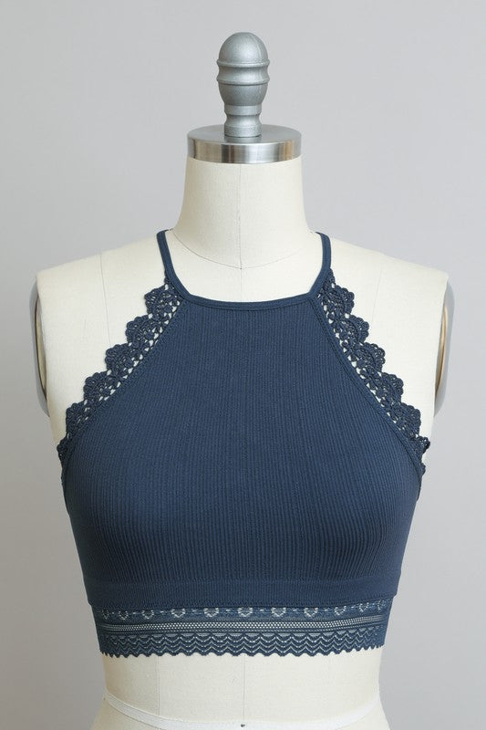 Elsa Lace Trim Brami - Gray/Blue