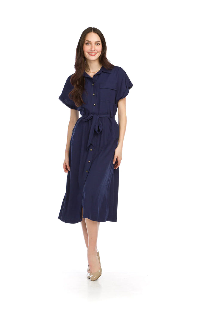 Callie Mid-Length Utility Shirtdress - Navy