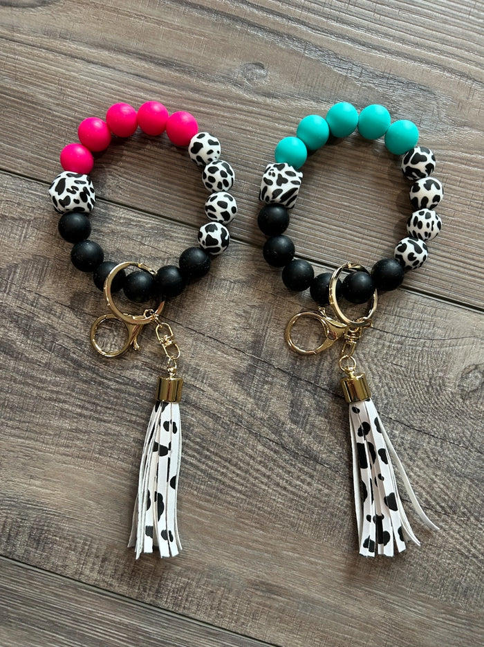 Western Silicone Bead Keychain Bracelet