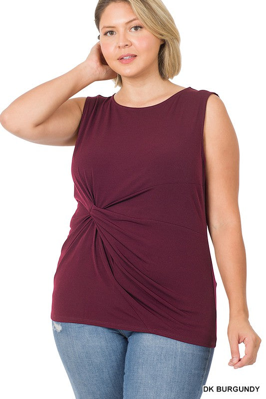Georgie Twist Front Tank - Dark Burgundy