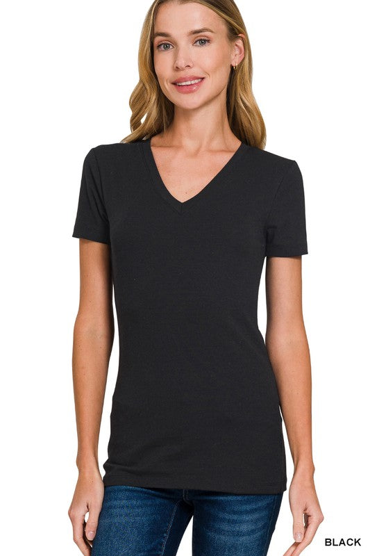 Maia V-Neck Tee - Black