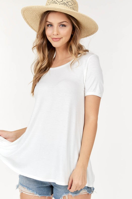 Trisha Scoop Neck Tee - Off-White