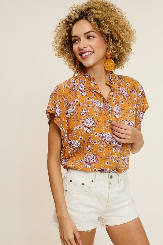 Blythe Floral Print Button Down Top