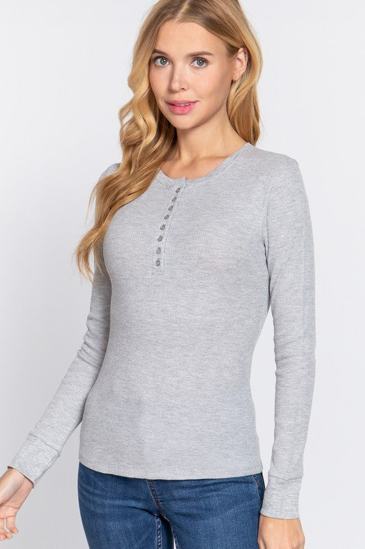 Melinda Thermal Knit Henley Top