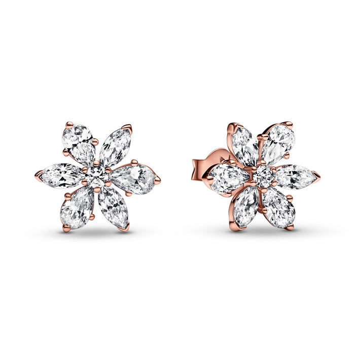 Sparkling Herbarium Rose Gold Cluster Stud Earrings