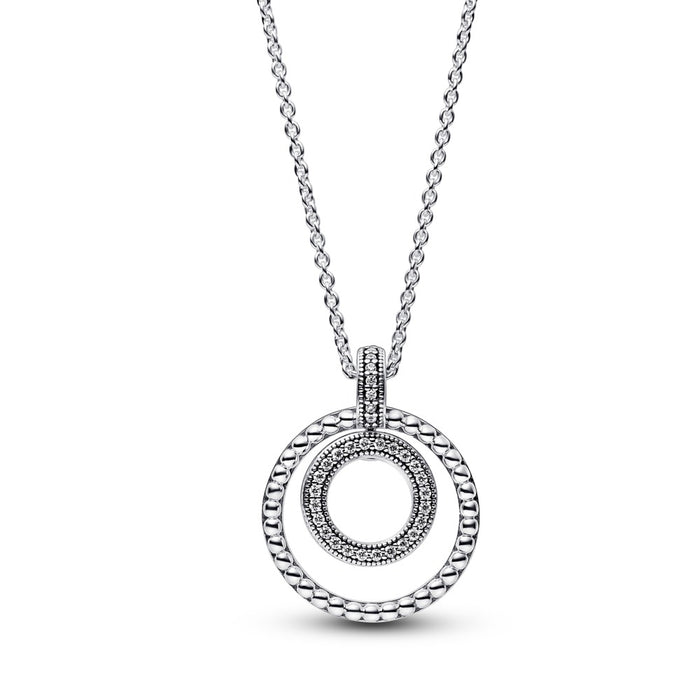 Pandora logo sterling silver pendant with circle 50cm