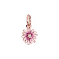 Daisy Pandora Rose dangle with clear cubic zirconia and shaded pink enamel