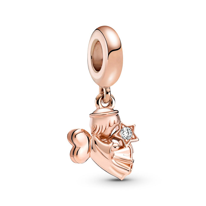 Angel 14k rose gold-plated dangle with clear