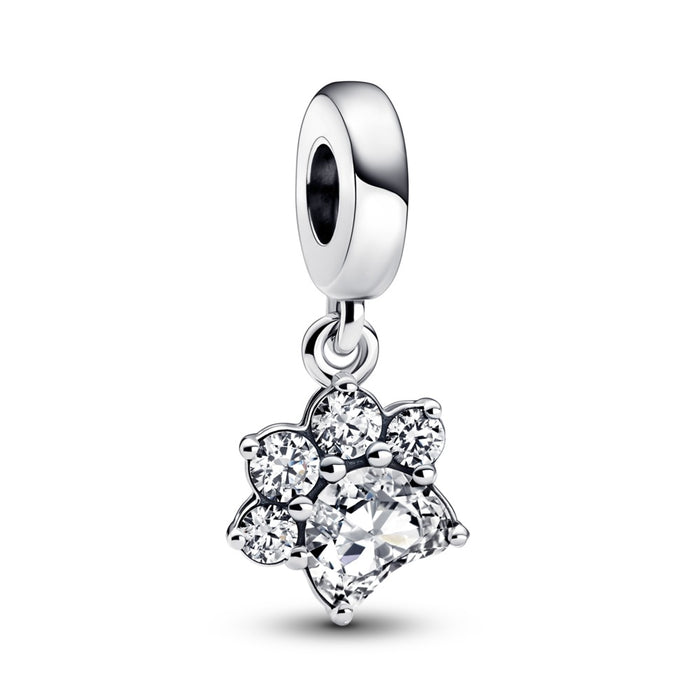 Paw sterling silver dangle with clear cubic z