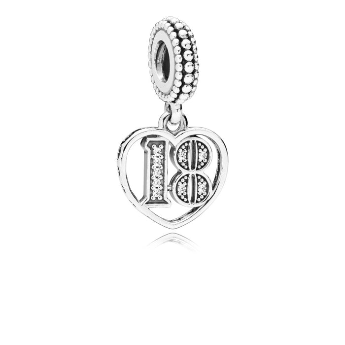 18 Years of Love, Clear CZ silver dangle with clear cubic zirconia
