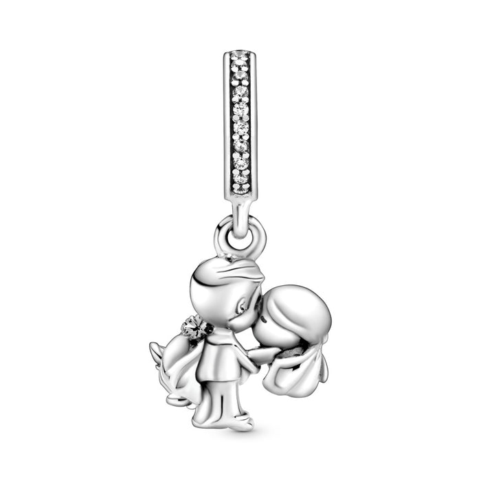 Married couple sterling silver dangle with clear cubic zirconia