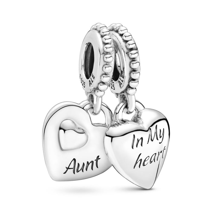 Aunt and niece hearts sterling silver split dangle