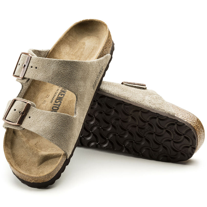 Birkenstock Arizona Suede Leather Sandals - Taupe (Regular/Wide)