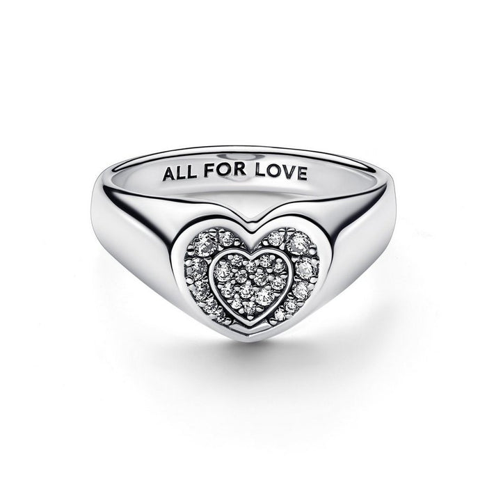 Heart sterling silver ring with clear cubic zirconia size 6/52