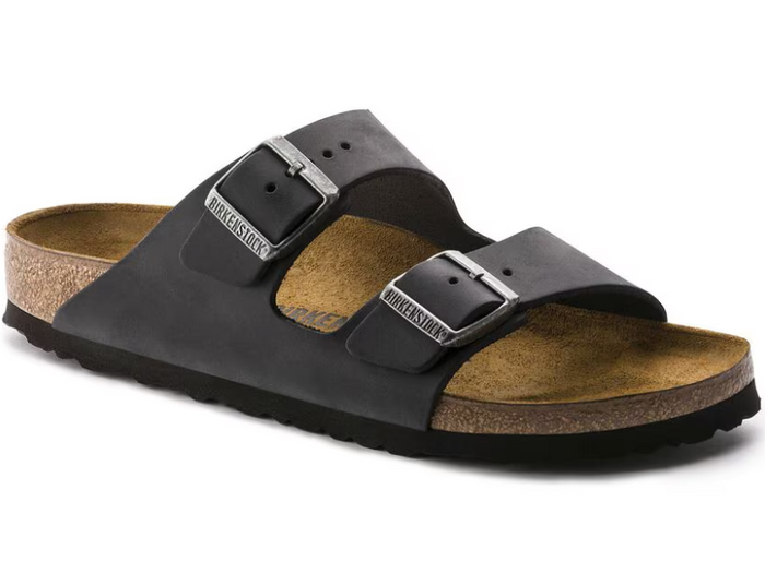 Birkenstock Arizona Oiled Leather Sandals - Black (Regular/Wide)