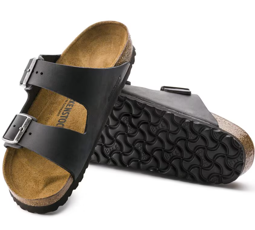 Birkenstock Arizona Oiled Leather Sandals - Black (Regular/Wide)