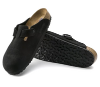 Birkenstock Boston Soft Footbed Suede Clogs - Black (Regular/Wide)