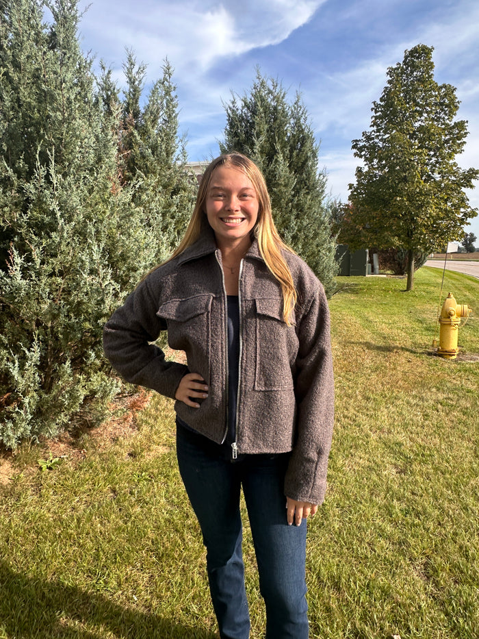 Pepper Boucle Zip-Up Jacket