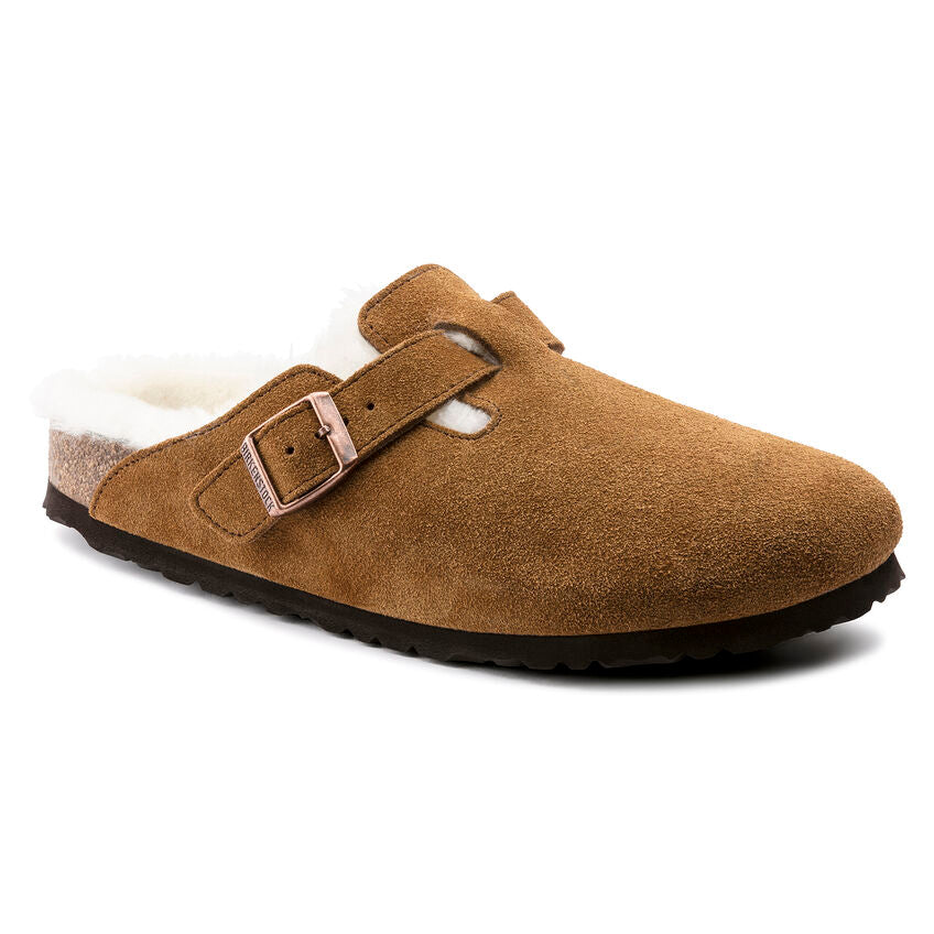 Birkenstock Boston Shearling Suede Clogs - Mink (Regular/Wide)