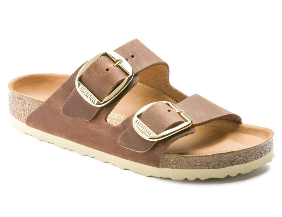 Birkenstock Arizona Big Buckle Oiled Leather Sandals - Cognac (Regular/Wide)