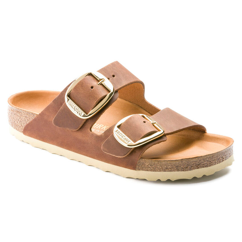 Birkenstock Arizona Big Buckle Oiled Leather Sandals - Cognac (Regular/Wide)