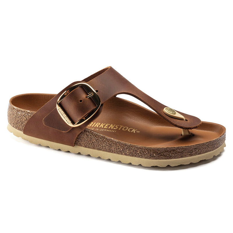 Birkenstock Gizeh Big Buckle Oiled Leather Sandals - Cognac (Regular/Wide)