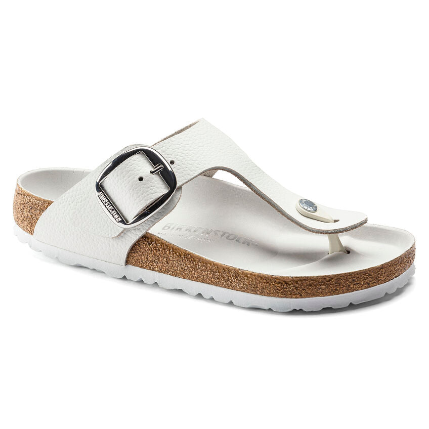 Birkenstock Gizeh Big Buckle Leather Sandals - White (Regular/Wide)
