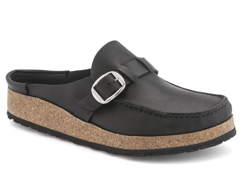 Birkenstock Buckley Oiled Leather Clogs - Black (Regular/Wide)