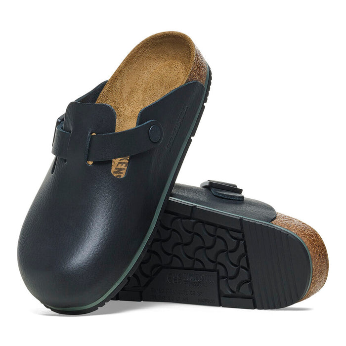 Birkenstock Boston Pro Leather Slippers - Black (Medium/Narrow)