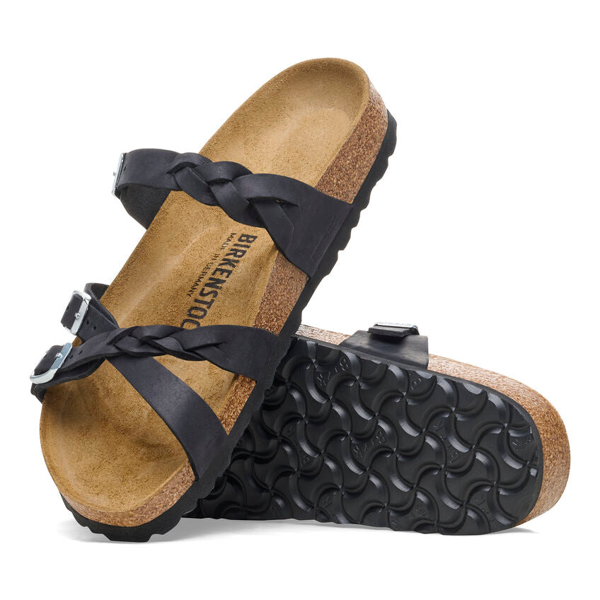Birkenstock Franca Braided Oiled Leather Sandals - Black (Regular/Wide)