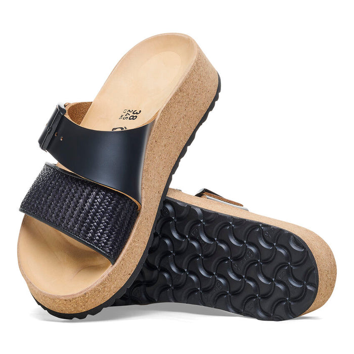 Birkenstock Almina Raffia Leather Sandals - Black (Medium/Narrow)