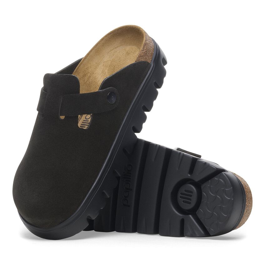 Birkenstock Boston Chunky Suede Clogs - Black (Medium/Narrow)